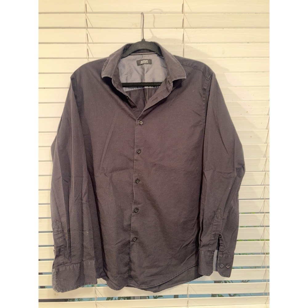 Alfani Button Down Shirt Men's‎ Medium Long Sleeve Black  Striped Cotton
